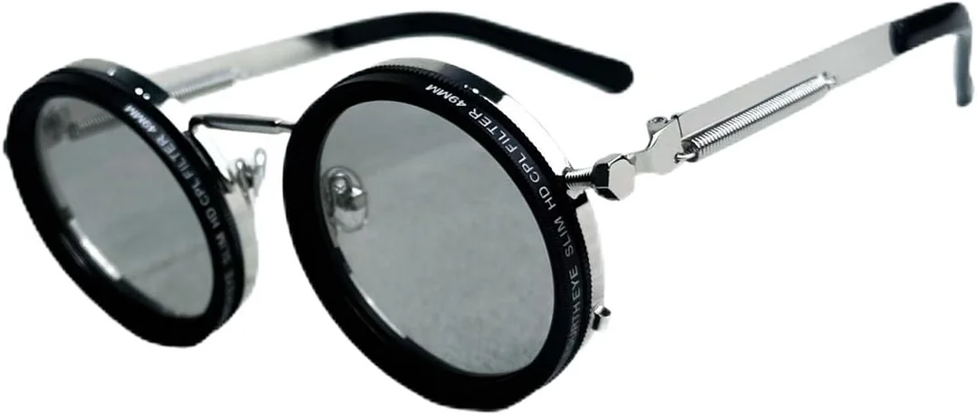 Adjustable Tint Sunglasses, Tint Adjustable Sunglasses, 1-9 Gears Rounded Polarized Glasses with Nd Filter Lenses Technology