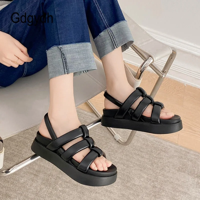 Fisherman Sandals for Women Platform Back Strap Summer Open Toe Clogs Thick Sole Comfortable Slip On Vintage Shoes Korean