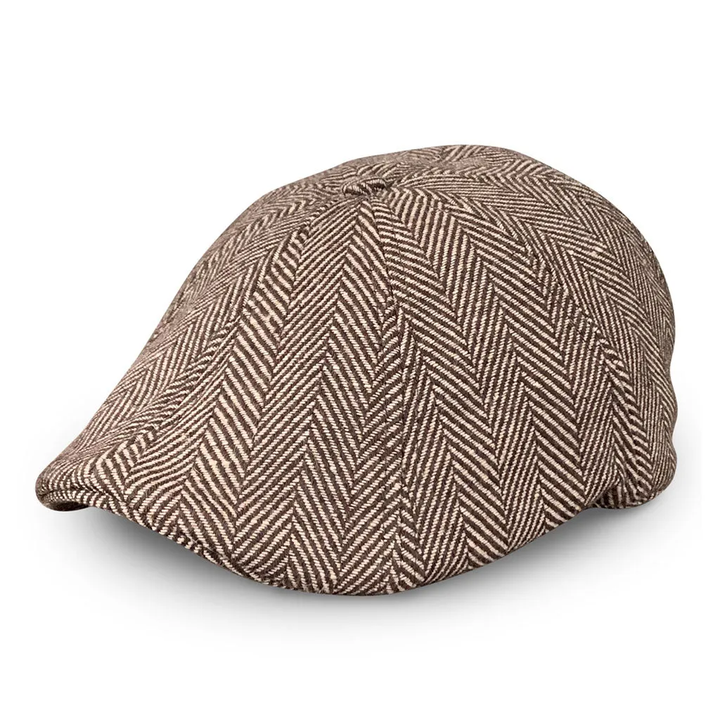 Hatsfashion-The Peaky   Cap - Brown Herringbone