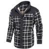 Men's Retro Check Pattern Stitching Warm Fleece Lined Plaid Wanderer Jacket