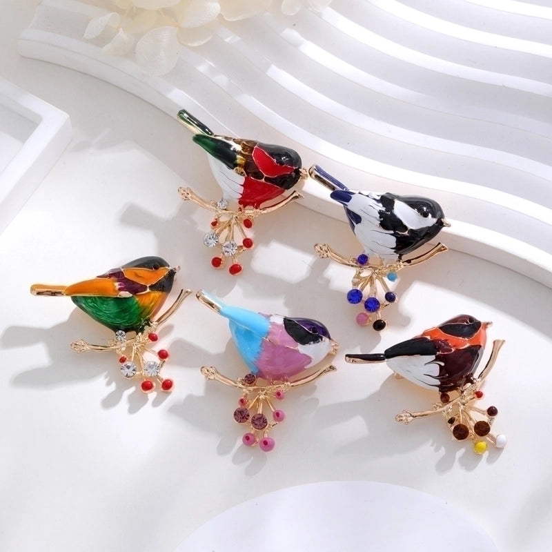 Ig Style Animal Flower Alloy Enamel Inlay Rhinestones Women’s Brooches