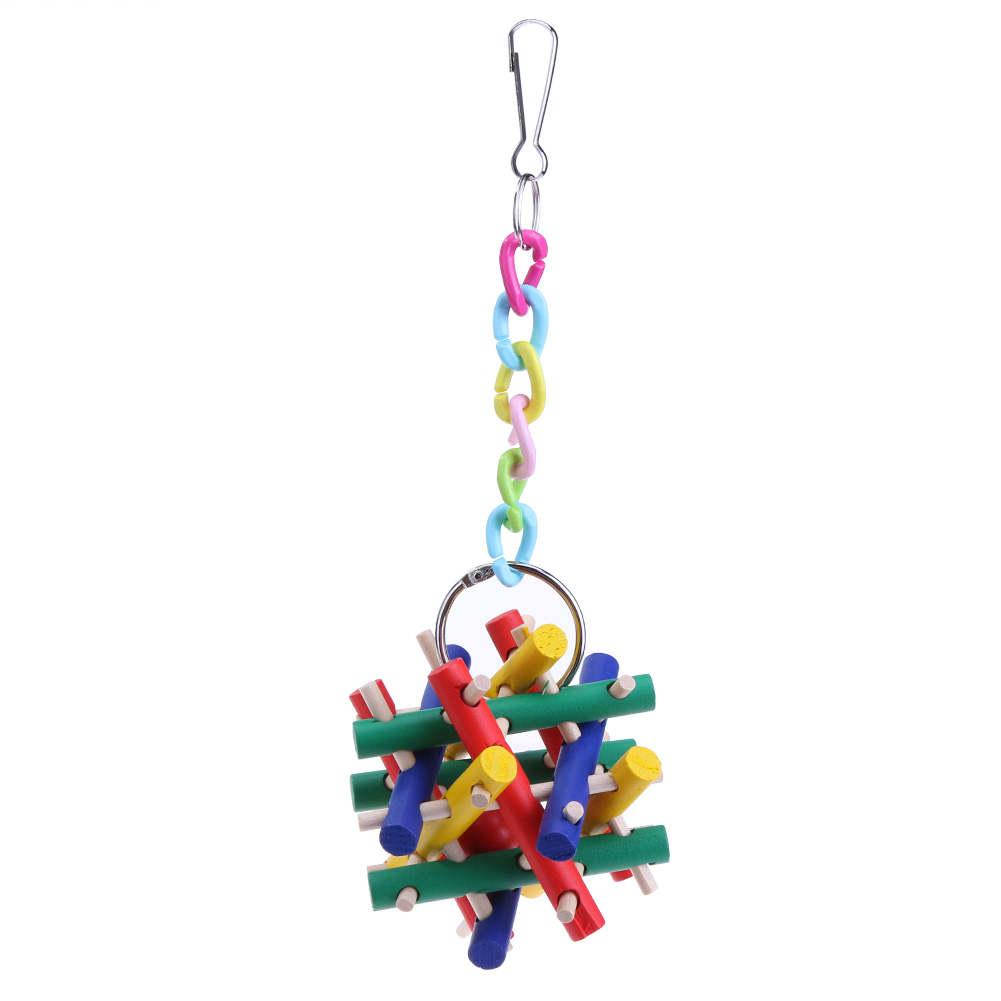 

Wooden Strips Parrot Swing Chewing Toys Colorful Bird Playing Toy Supplies, 501 Original