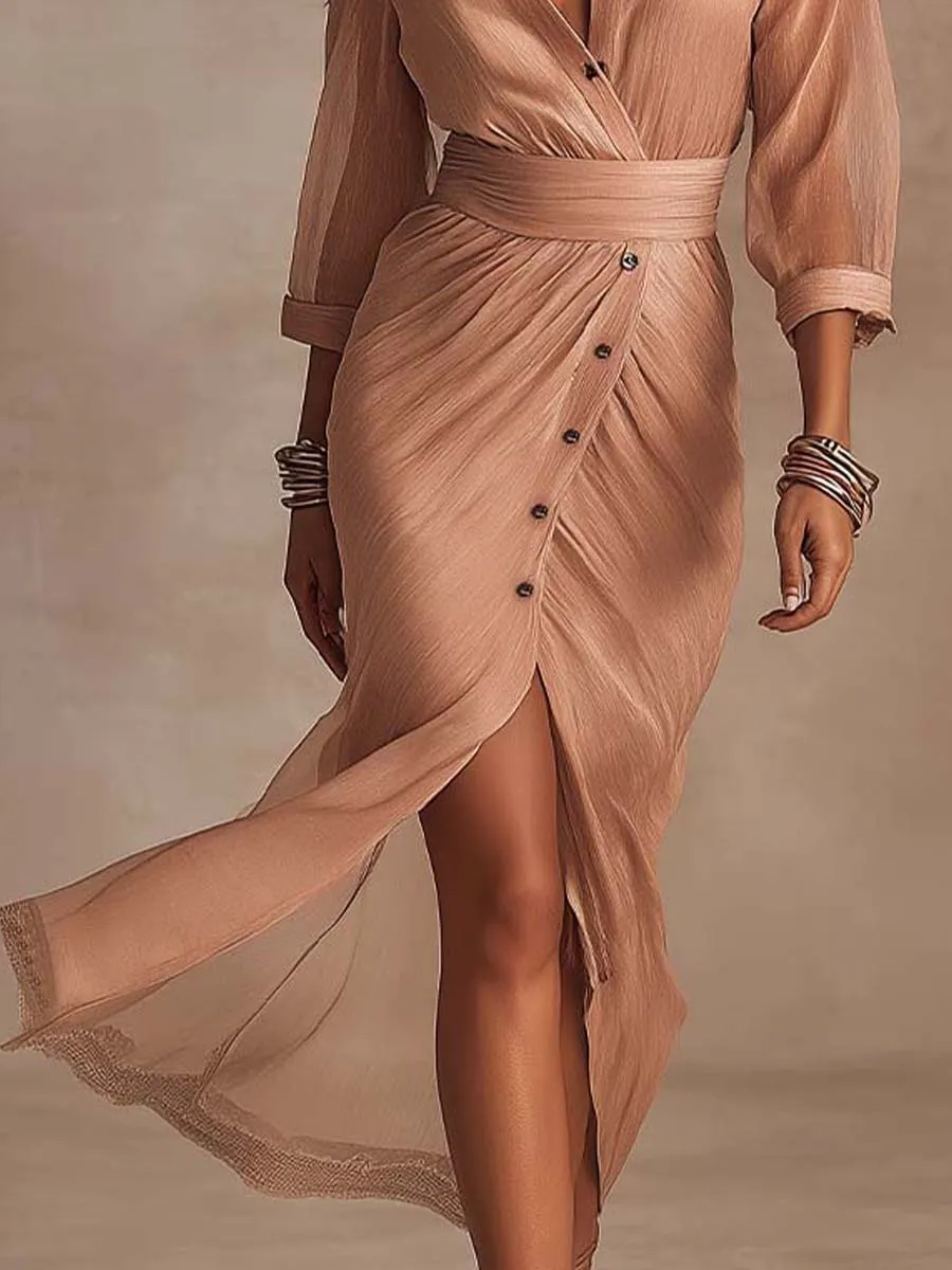 Back view showing midi length and relaxed fit