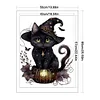 >SALE<Full Embroidery Cotton Thread 11CT Printed Magic Black Cat Cross Stitch 50x65cm