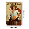 Cowgirl pin up girl - Panneaux en &eacute;tain m&eacute;tallique(20*30cm/30*40cm)