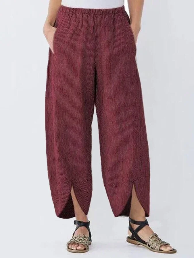 Women's Casual Pure Color Cotton Cropped Pants