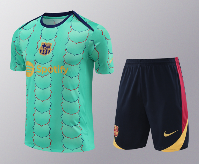24/25 Barcelona Training Kit Light Green Short Sleeve Football Shirt Thai Quality