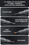 52-in-1 Rechargeable 80W Electric Micro-Sharpening Pen, Cordless Mini Electric Engraving Pen DIY Engraving Equipment - Engraving Tool Kit for Glass Ceramic Wood Ornaments