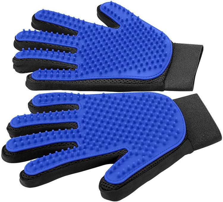 [Upgrade Version] Pet Grooming Glove - Gentle Deshedding Brush Glove - Efficient Pet Hair Remover Mitt - Enhanced Five Finger Design - Perfect for Dog & Cat with Long & Short Fur -1 Pair