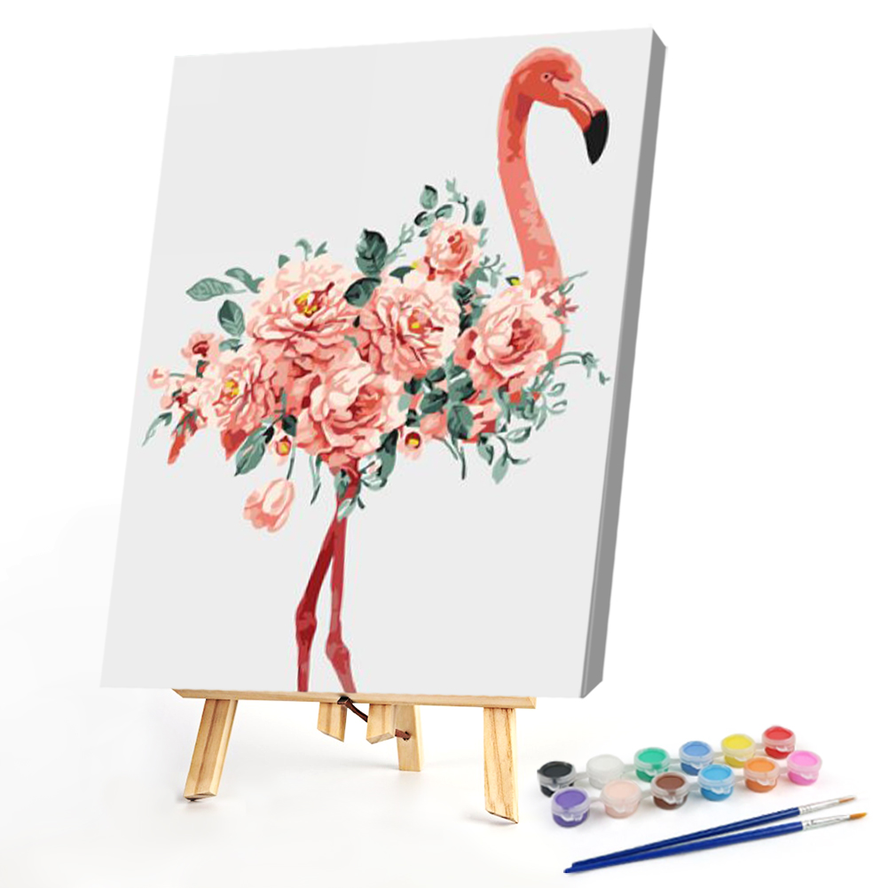 

40*50CM - Paint By Numbers - Flamingo And Flower, 501 Original