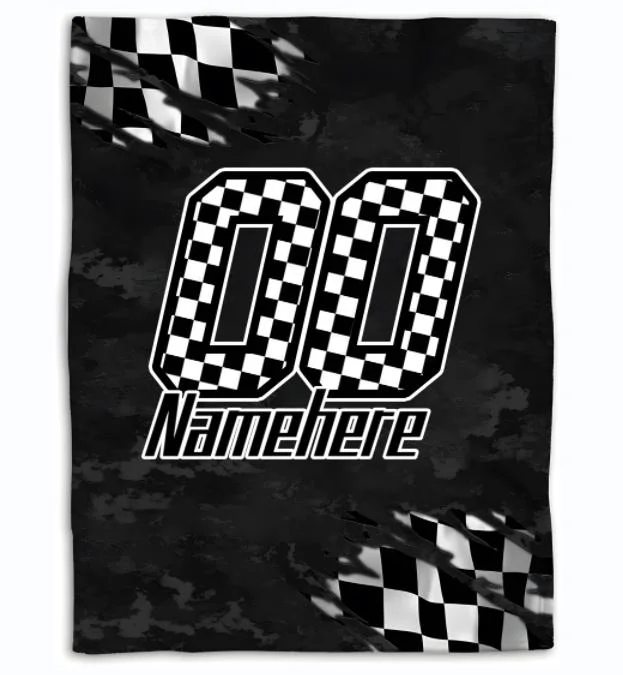 Personalized Racing Checkered Flag Blanket for Comfort & Unique| BKKid156[personalized name blankets][custom name blankets]