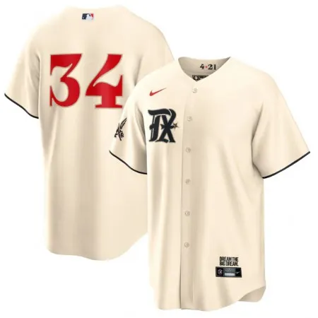 Men's Texas Rangers #34 Nolan Ryan Cream 2023 City Connect Stitched Baseball  Jersey