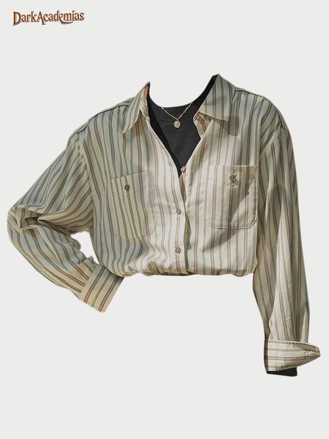Cotton Long-sleeved Striped Shirt
