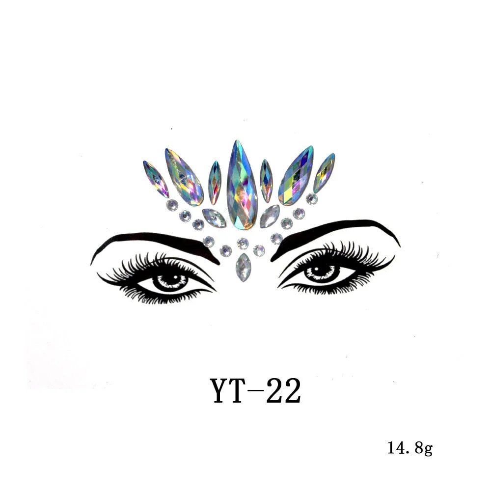 Sexy Style Rhinestone Acrylic Self-adhesive Jewelry Face Creative Tattoo Body Art Jewelry Masquerade Eyes Beauty Makeup Sticker