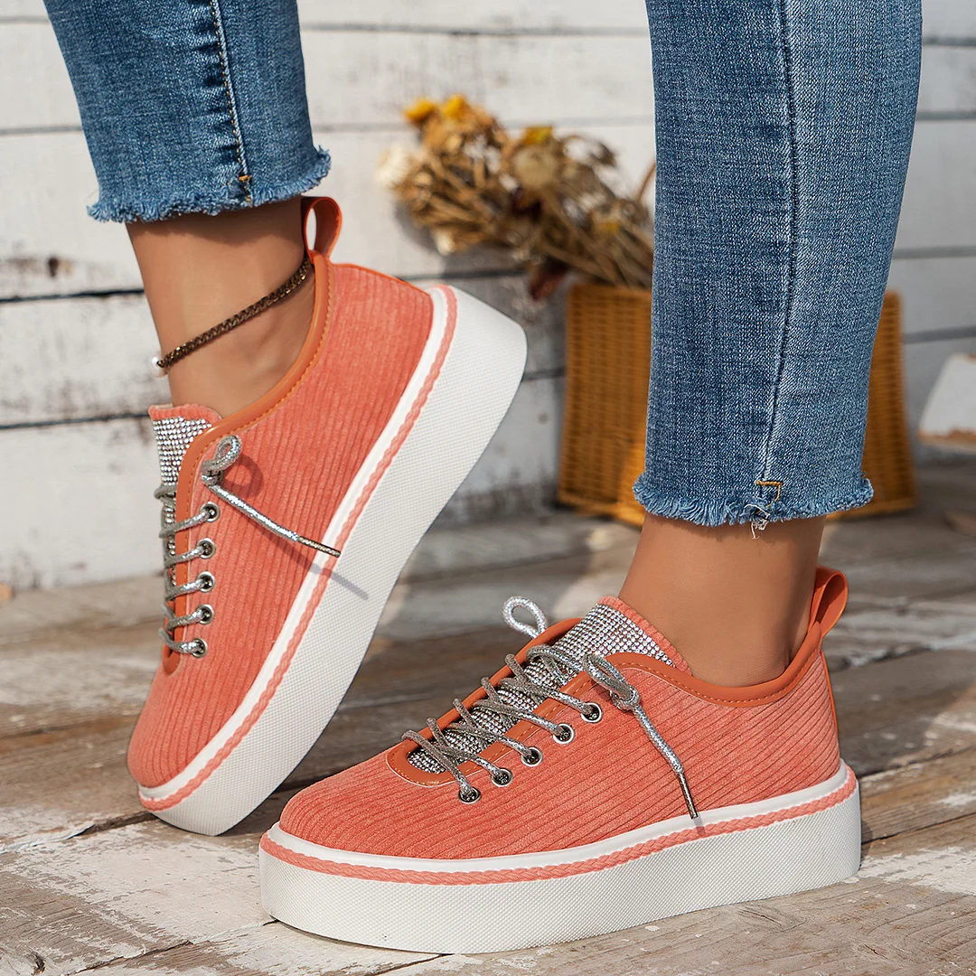 Tanguoant Tanguoant Size Thick Sole Single Shoes Female 2023 Spring And Autumn New Diamond With Platform Platform Sports Wind Casual Shoes