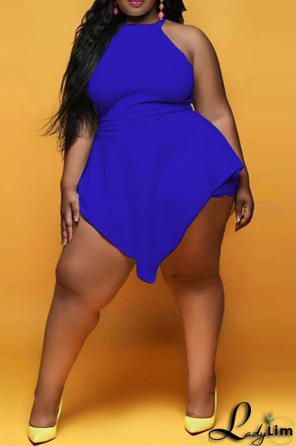 White Fashion Casual Solid Split Joint Asymmetrical O Neck Plus Size Romper