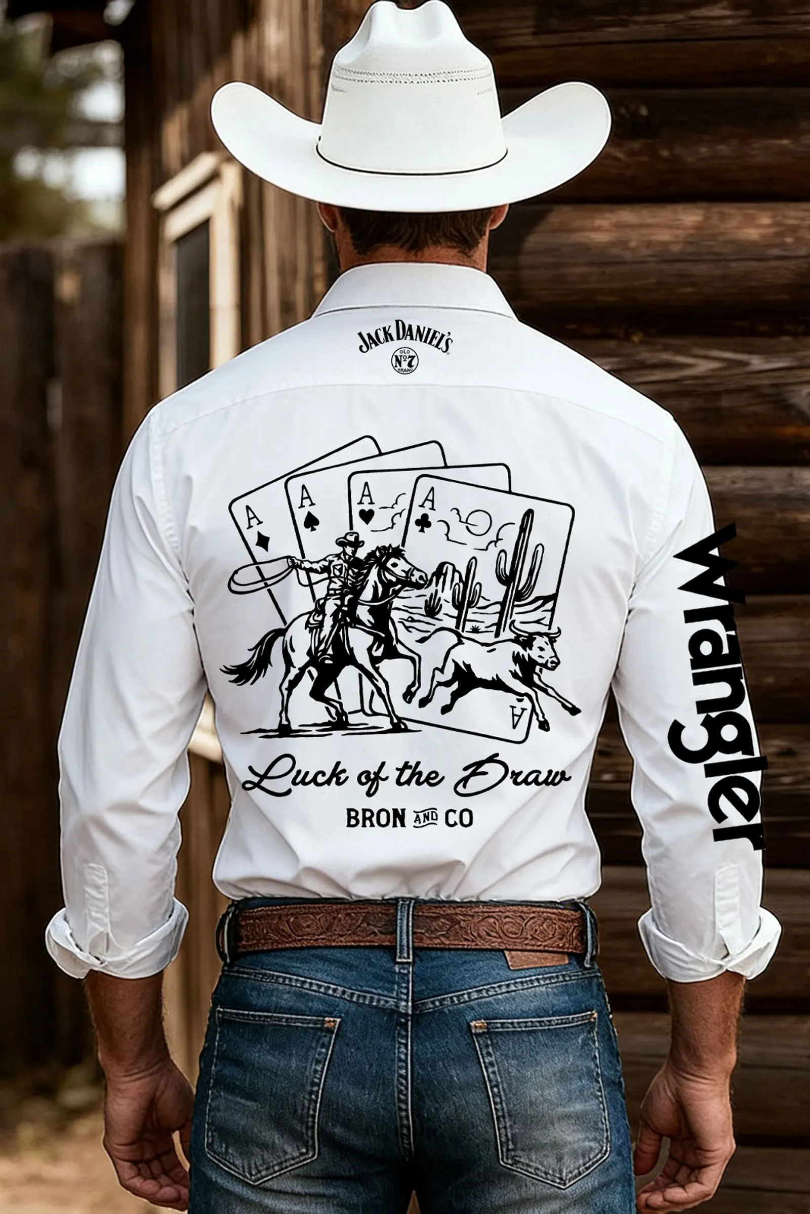 Western Shirt With Cowboy Rider And Poker Design For Men