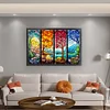 (Big Size)Glass Painting Four Seasons - 11CT Counted Cross Stitch - 60*40cm