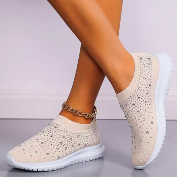 Women's Crystal Breathable Orthopedic Arch Support Slip-On Walking Sneakers Shoes