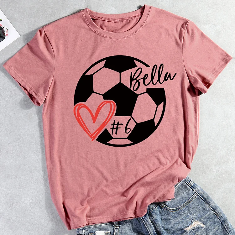 Custom Your Name And Number Football Heart T-shirt Tee-012797-Annaletters