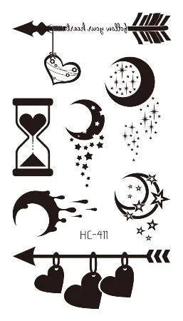 Small Sexy Lips Leaf Black Cartoon Temporary Tattoo Cute Star Tattoo Sticker Love Women Body Finger Art Waterproof Tatoo