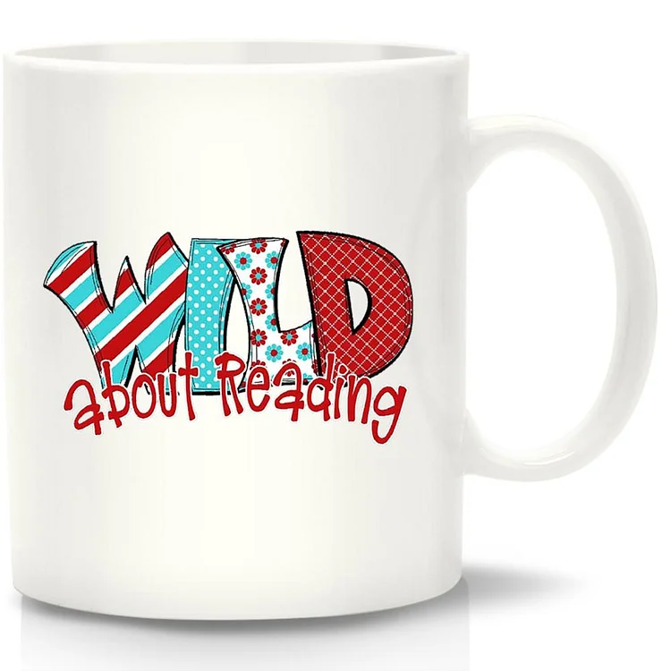Wild About Reading White Mug-Annaletters