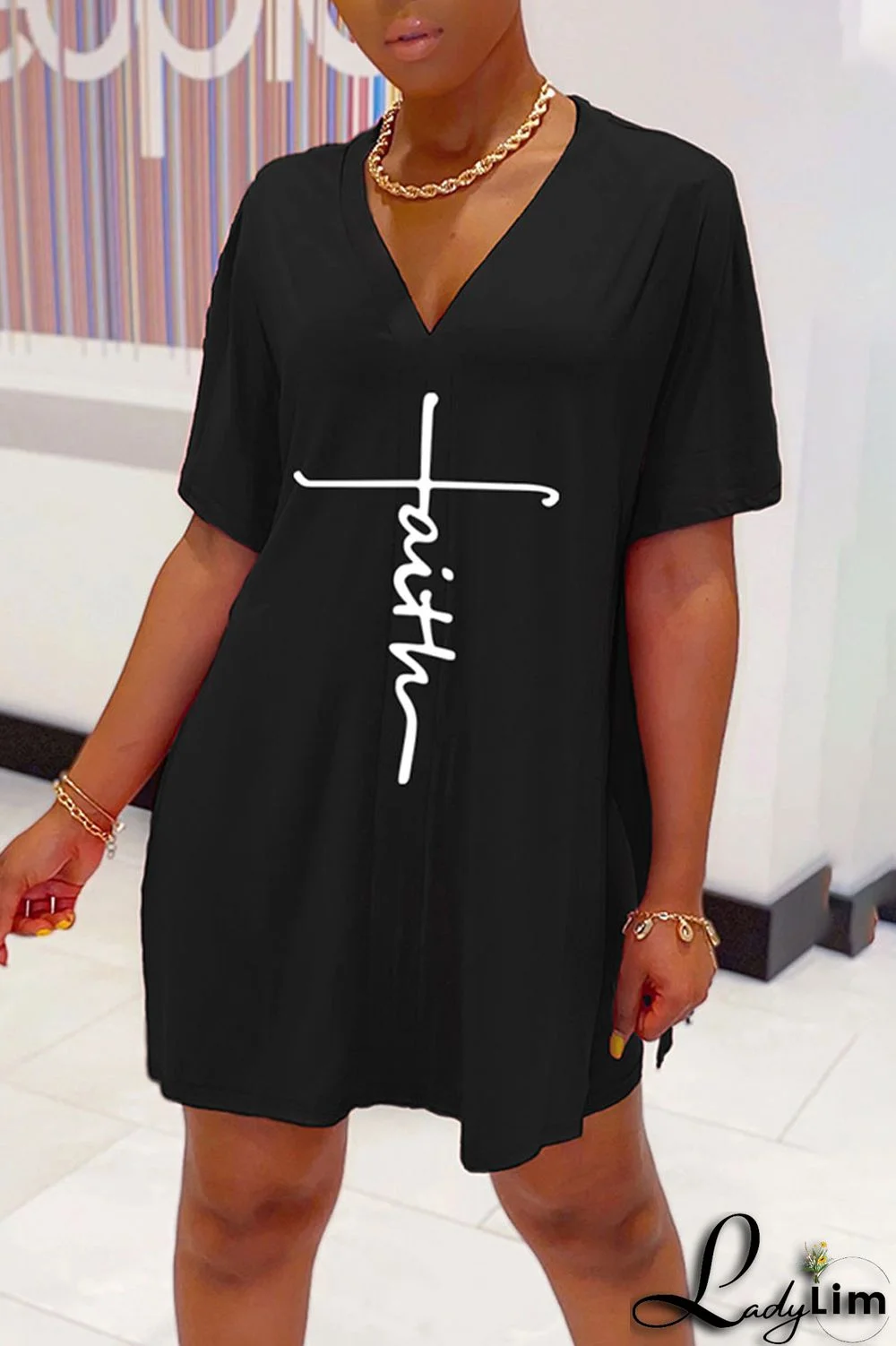 Tangerine Red Casual Print Split Joint V Neck Short Sleeve Two Pieces