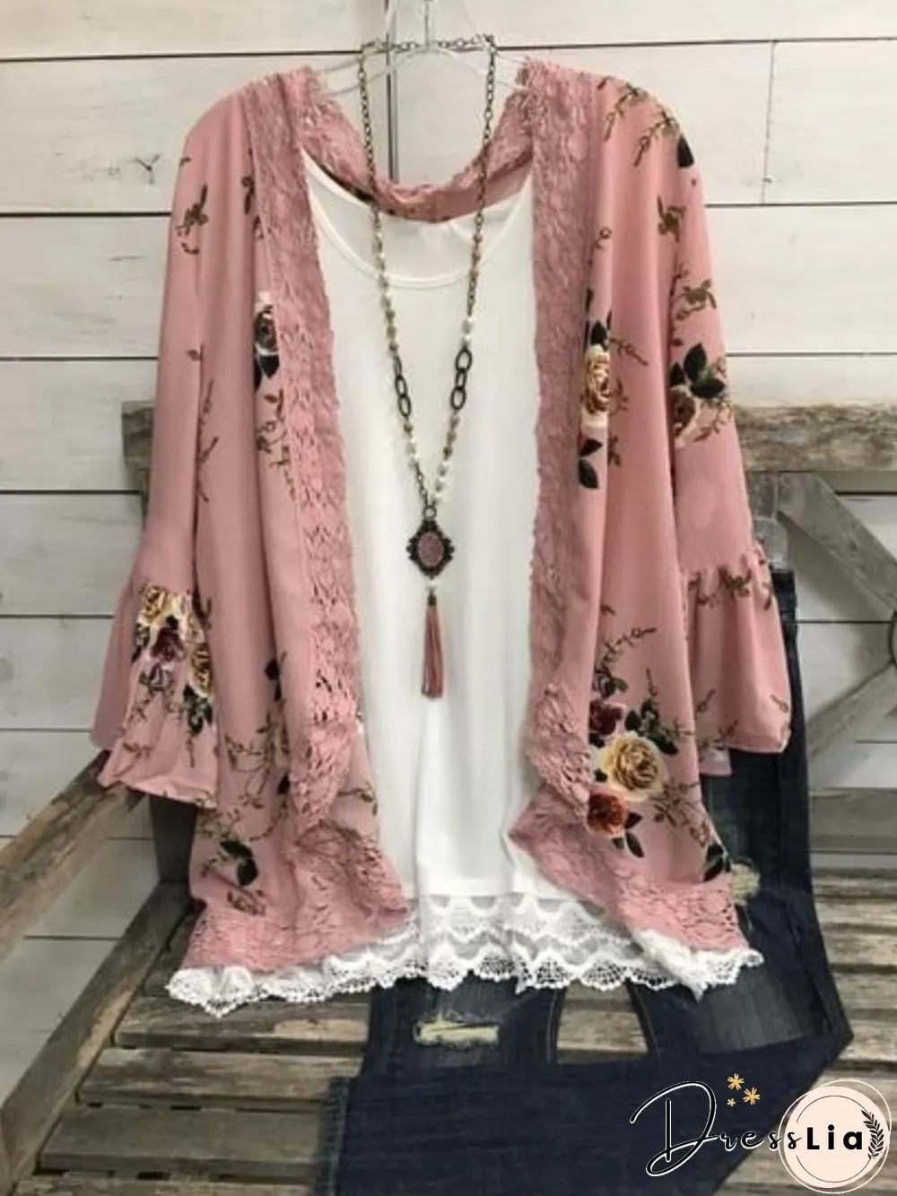 Casual Long Sleeve Plus Size Printed Cardigan