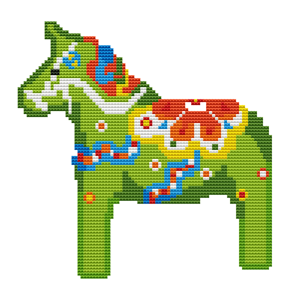 

Green Pony - 11CT Stamped Cross Stitch - 30*30CM, 501 Original