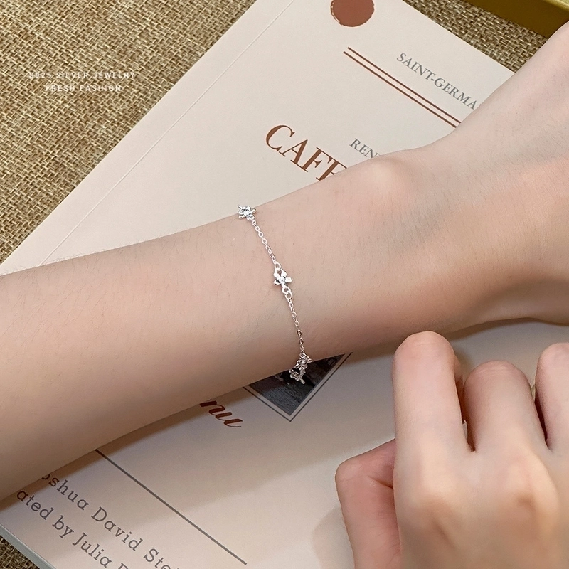 925 Sterling Silver Bracelets Casual Cute Streetwear