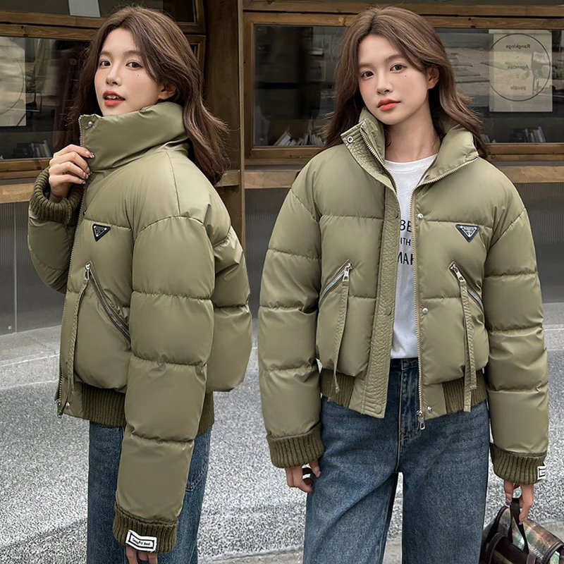 Toloer Short Cotton-Padded Clothes Female 2024 Winter New Korean Version Of Vertical Collar Leisure Down Cotton-Padded Clothes Splicing Loose Add Thick Coat Tide-Outfit Ideas
