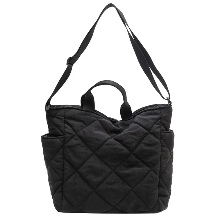 Winter Shoulder Bag Quilted Rhombic Lattice Women Handbags for Work (Black)