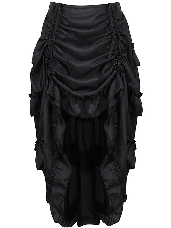Vintage Shirred Irregular Tiered Bandaged Skirt