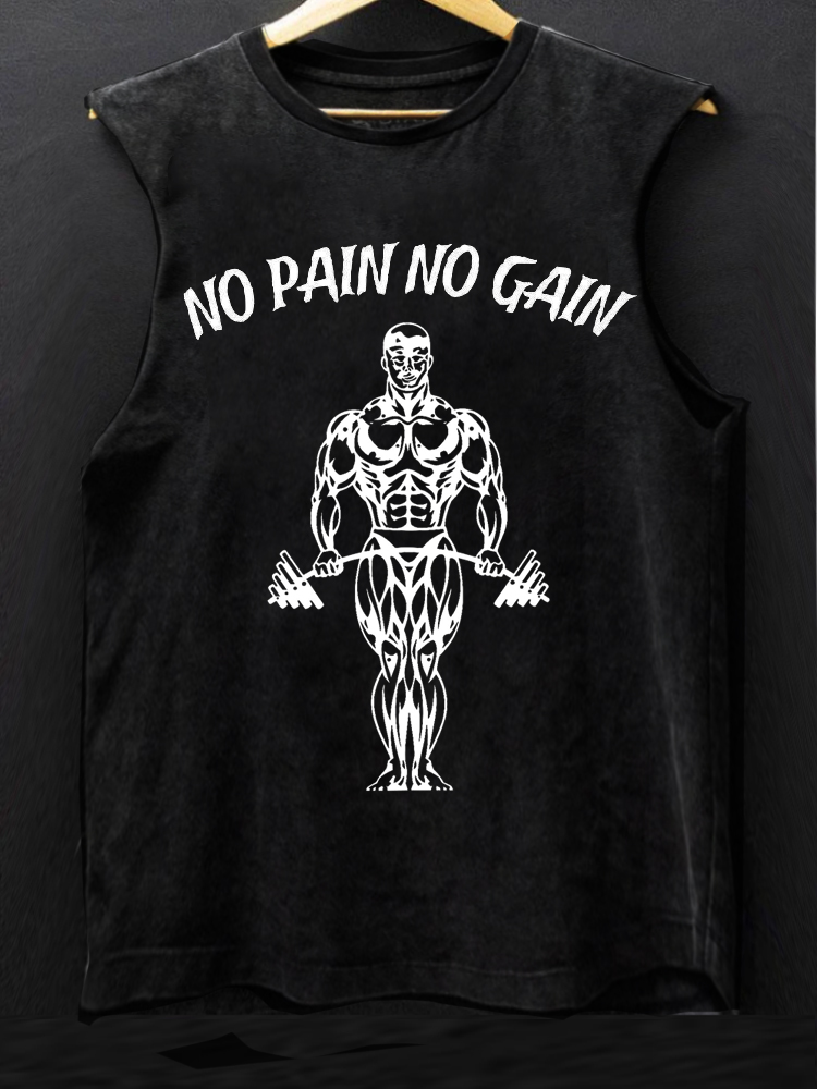 No Pain No Gain Black Washed Tank Top / Rvogue / Rvogue