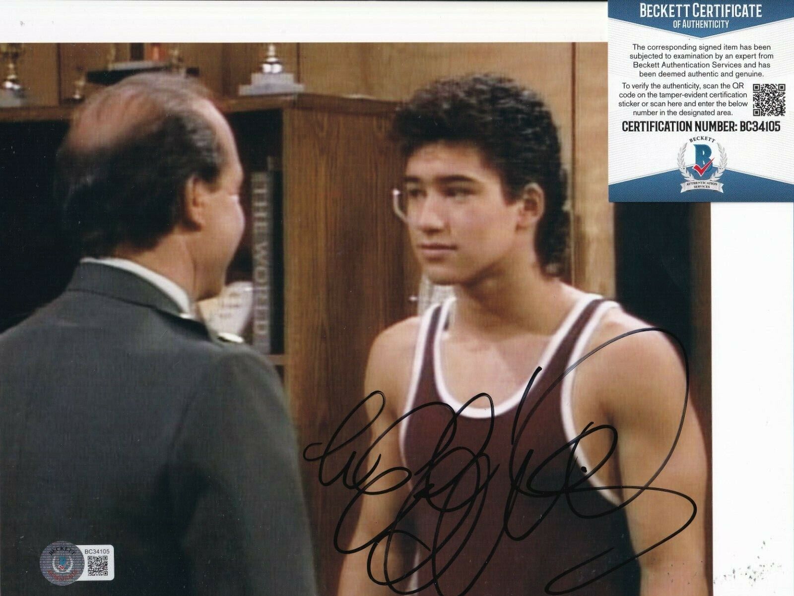 MARIO LOPEZ signed (SAVED BY THE BELL) AC Slater 8X10 Photo Poster painting BECKETT BAS BC34105