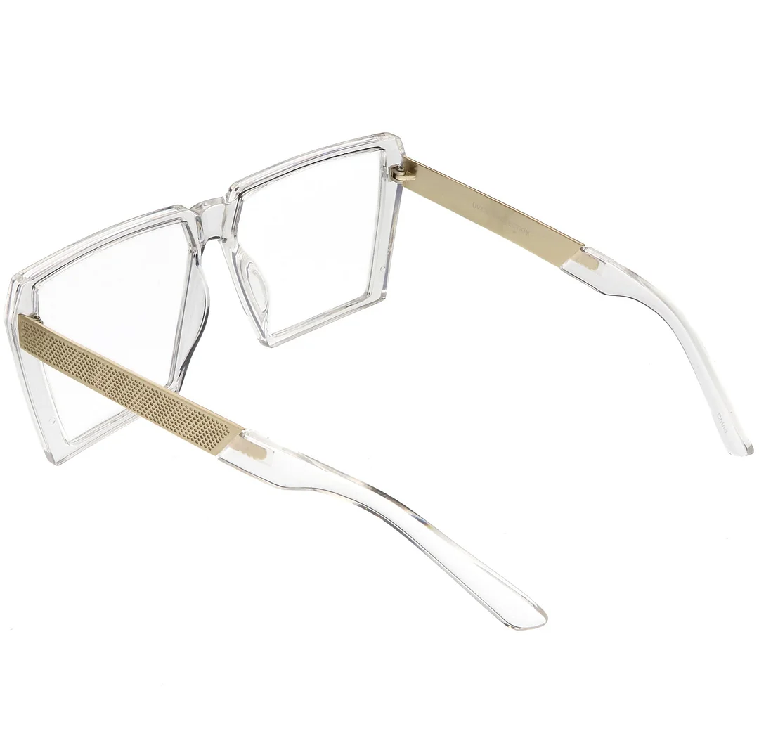 Oversize Modern Chunky Square Eyeglasses Flat Clear Lens 60mm