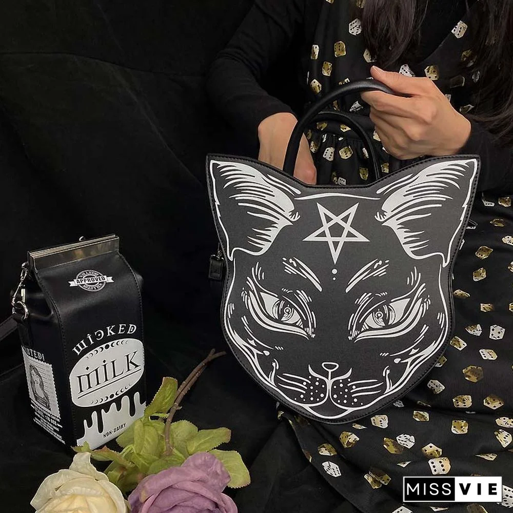 Fashion Punk Cat Print Crossbody Bag