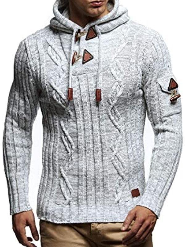 Men's Fashion Hooded Twist Knitted Sweater