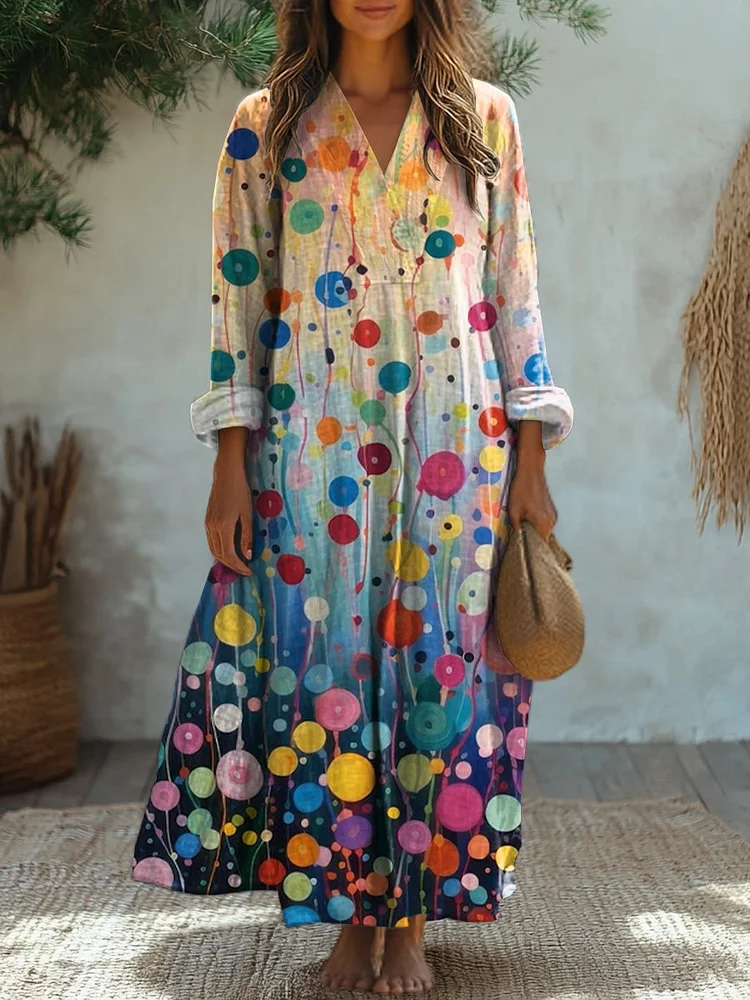 Oil Painting Abstract Geometric Art Printed Women's Dress