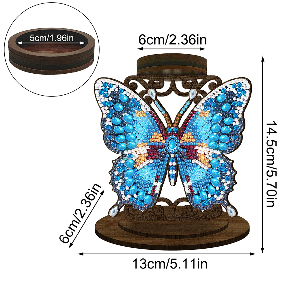 5D DIY Butterfly Desktop Diamond Painting Art Candle Holder Home Decor 