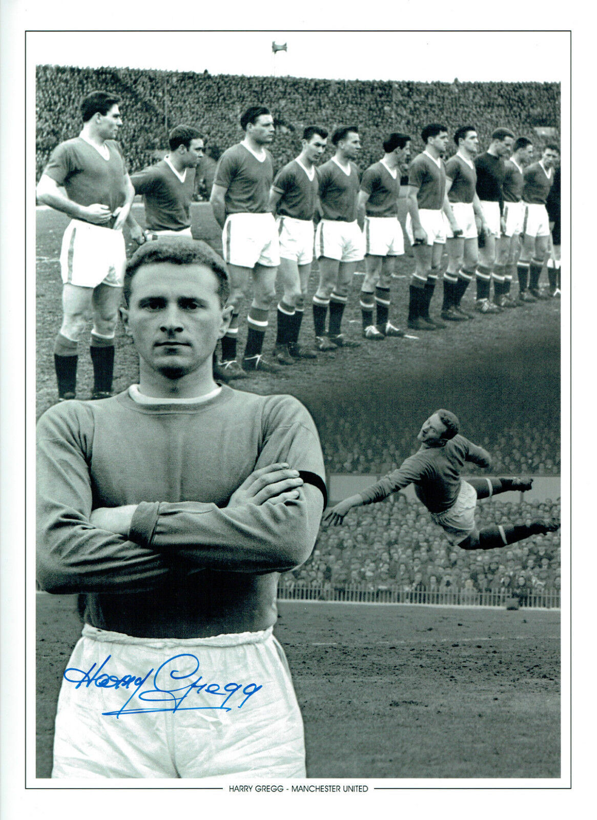 Harry GREGG Signed Autograph Manchester United 16x12 Montage Photo Poster painting AFTAL COA