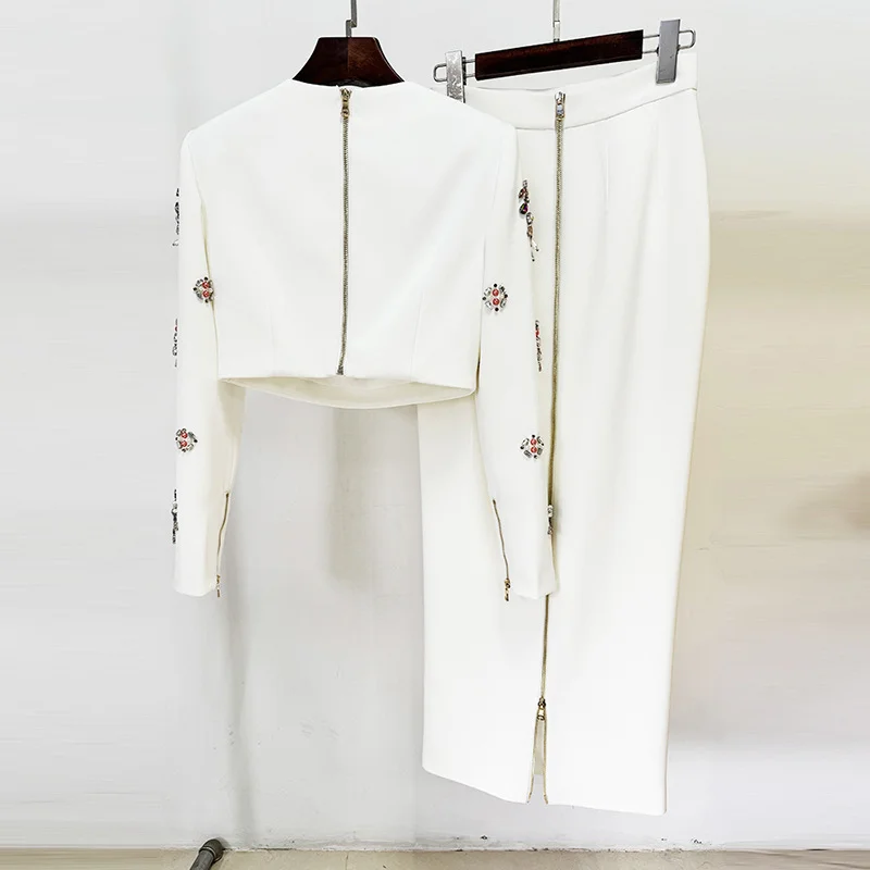 Nigikala Nigikala Star Fashion New Heavy Industry Nails Studded Short Top Dress Suit Two Sets