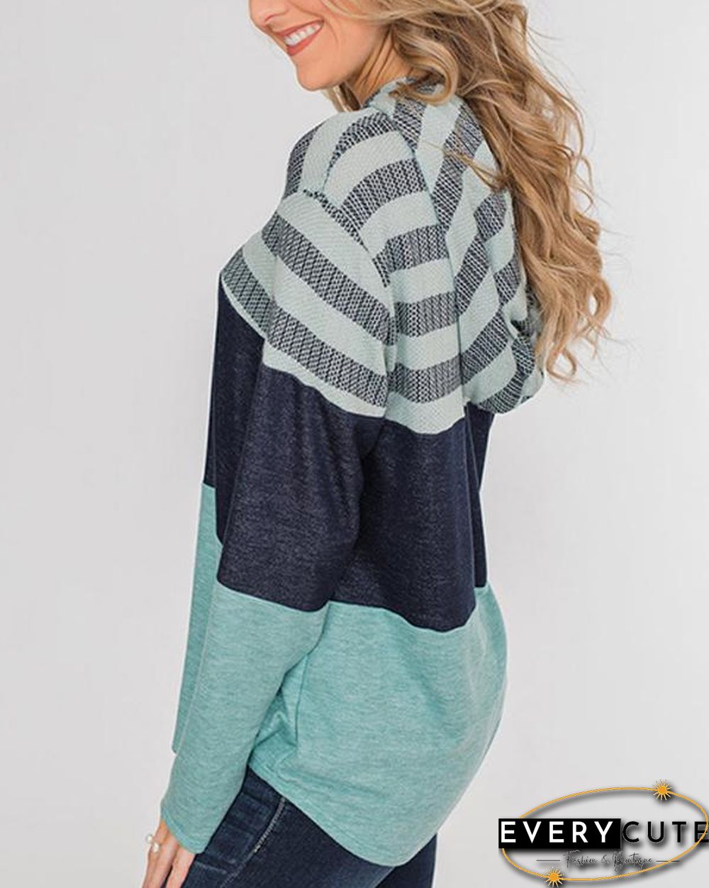 Color Block Splicing Drawstring Hoodies