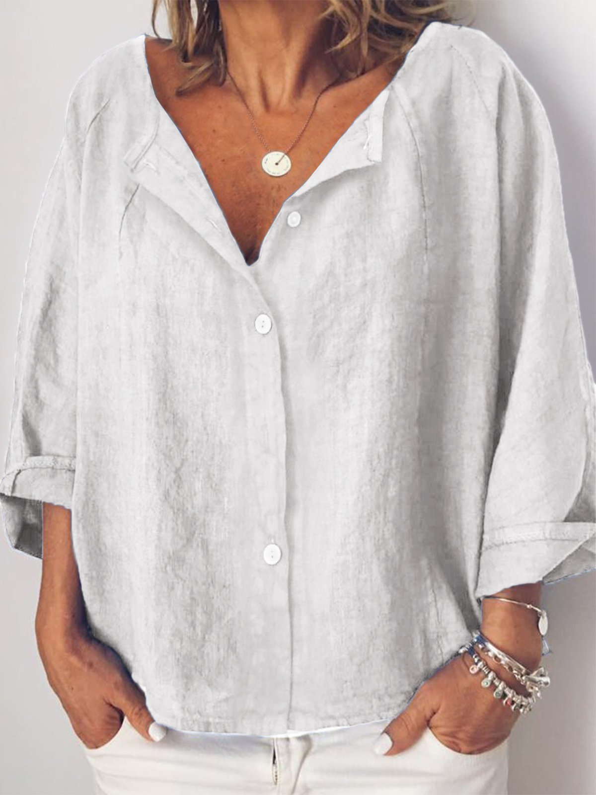 Casual V Neck Long Sleeve Shirts & Tops