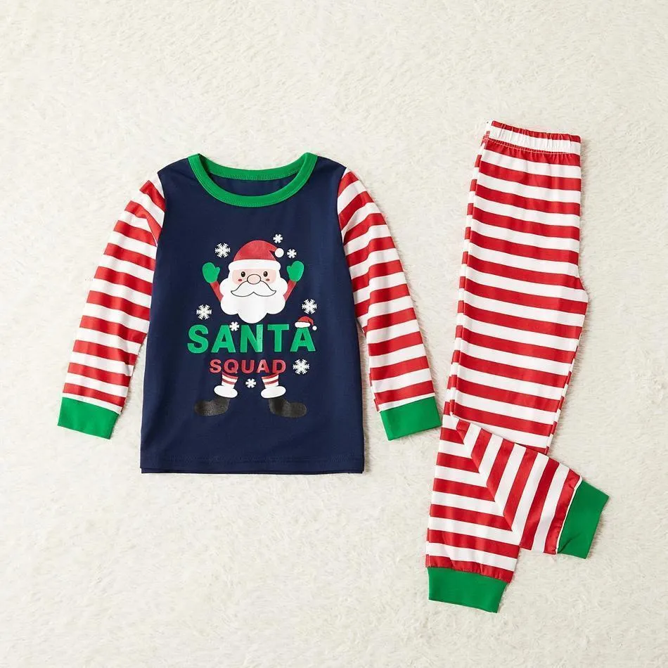 Merry Christmas Santa Squad Striped Family matching Pajamas Set