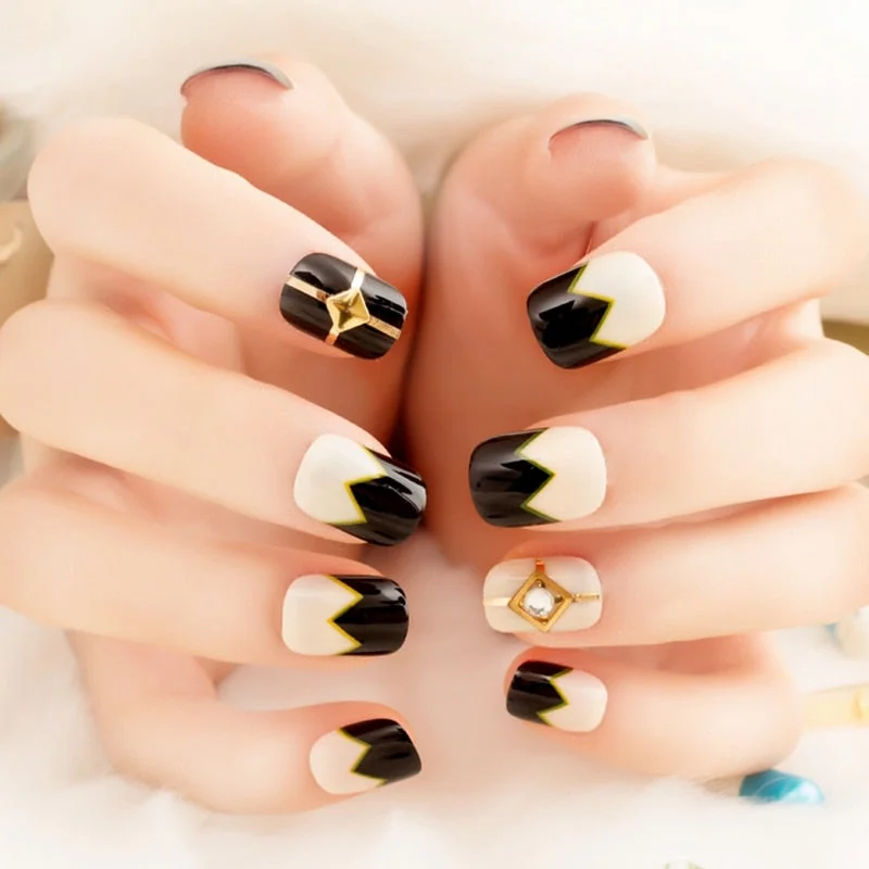 Light Pink Glitter False Nails Short Square Decoration Nails Full Wap Ladies Daily Wear Plastic Nail Tips-Nail Inspo