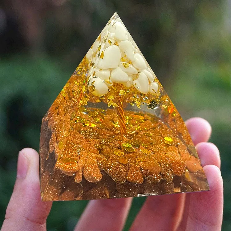 White Jade With Sandstone Reki Orgone Pyramid
