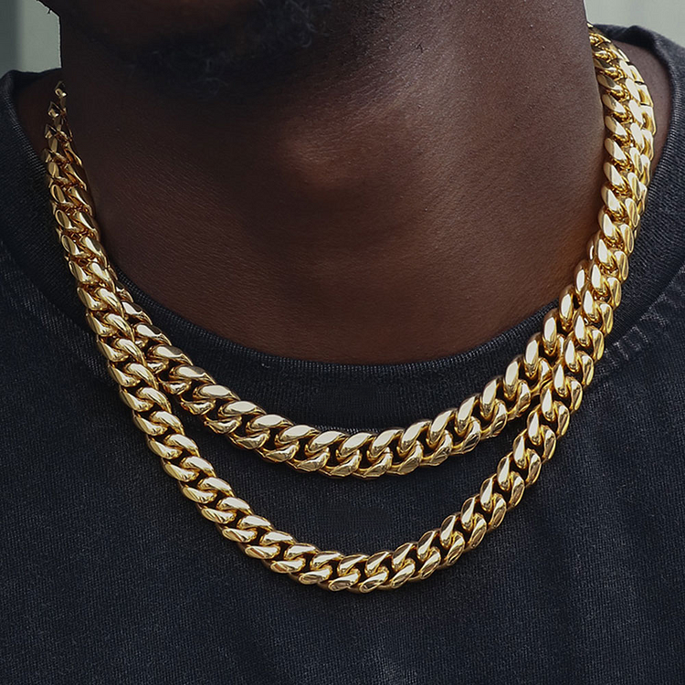 10MM 18K Gold Plated Miami Cuban Chain Necklace