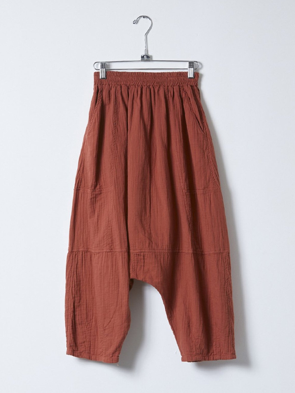 Vintage solid color cotton and linen drop crotch women's pants tjj Shicloths