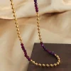 Natural Blue Purple Stones Golden Necklace